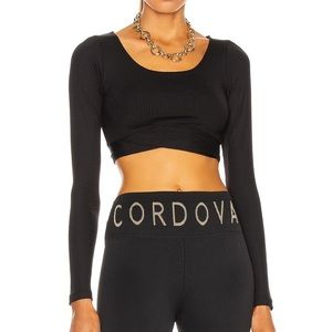 Ribbed v crop long sleeve tee
